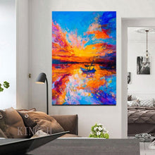 Load image into Gallery viewer, Real Handmade Dropshopping Abstract Sailing Boat Ship Oil Painting Unframed Canvas Wall Decor Picture Art Free Shipping Pieces