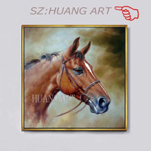 Load image into Gallery viewer, High quality realistic brown horse Hand-painted Old Master-Art Oil painting Animals Portrait horse Canvas