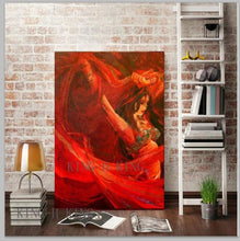 Load image into Gallery viewer, Hand-painted Spanish Flamenco Dancer Oil Painting On Canvas Spain Dancer Dancing With Red Dress Oil Paintings