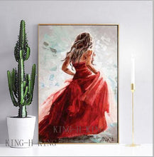 Load image into Gallery viewer, Hand-painted Spanish Flamenco Dancer Oil Painting On Canvas Spain Dancer Dancing With Red Dress Oil Paintings