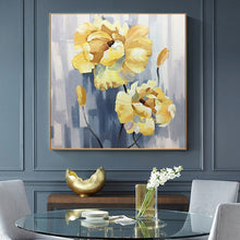 Load image into Gallery viewer, 100% Hand Painted Abstract Yellow Flowers Oil Painting On Canvas Wall Art Frameless Picture Decoration For Live Room Home Decor