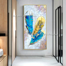 Load image into Gallery viewer, Hand-painted Modern Abstract Feather Oil Painting On Canvas Home Wall Art Picture For Living Room Home Decor Frameless