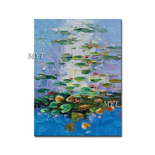 Load image into Gallery viewer, 100% Hand Painted Famous Old Master Monet Water Lily Flowers Oil Painting Reproduction Pure Oil Paintings Canvas Wall Decor Art