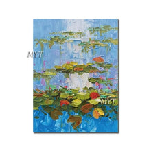 Load image into Gallery viewer, 100% Hand Painted Famous Old Master Monet Water Lily Flowers Oil Painting Reproduction Pure Oil Paintings Canvas Wall Decor Art