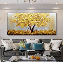 Load image into Gallery viewer, 100% Handmade Large Modern Canvas Art Oil Painting Knife Golden Tree Paintings For Home Living Room Hotel Decor Wall Art Picture