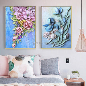 Hand Painted Oil Painting on Canvas Scandinavian Flower Oil Painting Handmade Thick Oil Canvas Painting For Home Decoration
