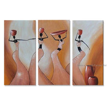 Load image into Gallery viewer, 3 Set 100% Handmade Hand Painted Oil Paintings on Canvas Water African Women Wall Art Picture For Living Room Home Decor Unframe