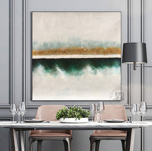 Load image into Gallery viewer, Hand Painted abstract painting texture acrylic Modern art green oil painting Golden for living room wall Large home decoration