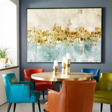Load image into Gallery viewer, Abstract Hand Painted Money Tree Oil Painting on Canvas Wall Art for Living Room Decor Texture Goldleaf No Frame Drop Shipping