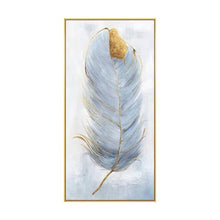 Load image into Gallery viewer, Morandi Style Hand Painted Feather Pic Gold Foil Abstract Oil Painting On Canvas Wall Art For Living Room Home Decor No Frame