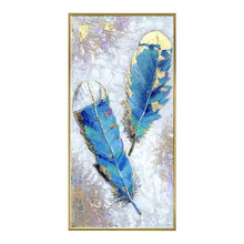 Load image into Gallery viewer, Morandi Style Hand Painted Feather Pic Gold Foil Abstract Oil Painting On Canvas Wall Art For Living Room Home Decor No Frame