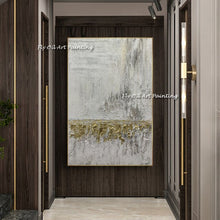 Load image into Gallery viewer, Hand-painted High Quality Silver Knife Thick Oil Painting  Artist Modern Abstract Grey Silver Oil Painting for living room