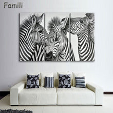 Load image into Gallery viewer, 3 Pcs/Set Animal Zebra Paintings Large Canvas Paintings vertical forms Wall Art Picture Home Decoration Canvas Painting 3 Pieces