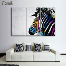 Load image into Gallery viewer, 3 Pcs/Set Animal Zebra Paintings Large Canvas Paintings vertical forms Wall Art Picture Home Decoration Canvas Painting 3 Pieces