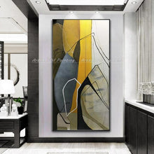 Load image into Gallery viewer, Large Size Handpainted Golden Oil Painting On Canvas Abstract Art Decorative Picture For Living Room Wall Lienzos Cuadros