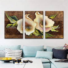 Load image into Gallery viewer, 3 Pcs Hand Painted Decorative Canvas Posters Flowers Oil Paintings Wall Art Pictures For Living Room Home Decor No Framed