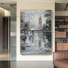 Load image into Gallery viewer, Large 100% Handmade Abstract Modern City Building Oil Painting Grey Canvas Art Picture for Living Room Office Home Decoration