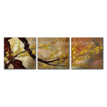 Load image into Gallery viewer, 3 Pcs Handmade Golden Wintersweet Flowers Oil Painting on Canvas Modern Wall Art Pictures For Living Room Home Decoration