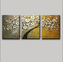 Load image into Gallery viewer, 3 piece wall art decor red tree abstract knife acrylic flower painting for sale abstract canvas oil painting for living room