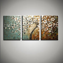 Load image into Gallery viewer, 3 piece wall art decor red tree abstract knife acrylic flower painting for sale abstract canvas oil painting for living room