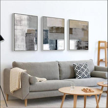 Load image into Gallery viewer, 3 piece canvas painting abstract oil painting handmade yellow grey wall art canvas wall pictures for living room home decor