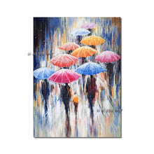 Load image into Gallery viewer, Large Abstract People Walking In The Rain With Umbrellas Painting100% Handmade Oil Painting On Canvas Modern Derorative Wall Art