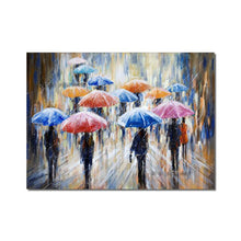 Load image into Gallery viewer, Large Abstract People Walking In The Rain With Umbrellas Painting100% Handmade Oil Painting On Canvas Modern Derorative Wall Art