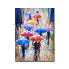Load image into Gallery viewer, Large Abstract People Walking In The Rain With Umbrellas Painting100% Handmade Oil Painting On Canvas Modern Derorative Wall Art