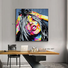 Load image into Gallery viewer, Hand Painted Palette Knife Portrait Face Canvas Oil Painting Acrylic Wall Art Picture For Living Room Home Decor