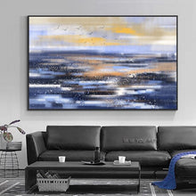 Load image into Gallery viewer, 100% Handmade Painted Abstract Wild Geese Flying In The Sky Oil Painting  On Canvas Seascape For Living Room