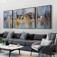 Load image into Gallery viewer, 100% Handpainted Paintings Unframe Abstract City Night  Modern Landscape Painting For Living Room Fashion Bar Pub Wall Art Decor