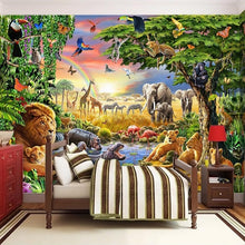 Load image into Gallery viewer, 3D Cartoon Lion Zebra  Wall Painting - SallyHomey Life's Beautiful