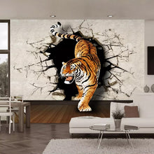 Load image into Gallery viewer, Custom Photo Wallpaper Modern 3D Stereoscopic Tiger Breaking Wall Large Wall Painting Living Room Sofa Background Mural Picture - SallyHomey Life's Beautiful