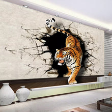 Load image into Gallery viewer, Custom Photo Wallpaper Modern 3D Stereoscopic Tiger Breaking Wall Large Wall Painting Living Room Sofa Background Mural Picture - SallyHomey Life's Beautiful