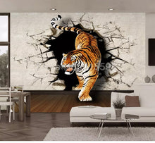 Load image into Gallery viewer, Custom Photo Wallpaper Modern 3D Stereoscopic Tiger Breaking Wall Large Wall Painting Living Room Sofa Background Mural Picture - SallyHomey Life's Beautiful