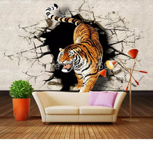 Load image into Gallery viewer, Custom Photo Wallpaper Modern 3D Stereoscopic Tiger Breaking Wall Large Wall Painting Living Room Sofa Background Mural Picture - SallyHomey Life's Beautiful
