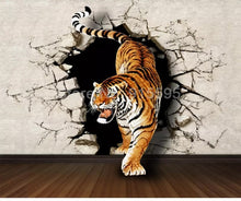 Load image into Gallery viewer, Custom Photo Wallpaper Modern 3D Stereoscopic Tiger Breaking Wall Large Wall Painting Living Room Sofa Background Mural Picture - SallyHomey Life's Beautiful