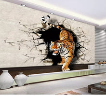 Load image into Gallery viewer, Custom Photo Wallpaper Modern 3D Stereoscopic Tiger Breaking Wall Large Wall Painting Living Room Sofa Background Mural Picture - SallyHomey Life's Beautiful