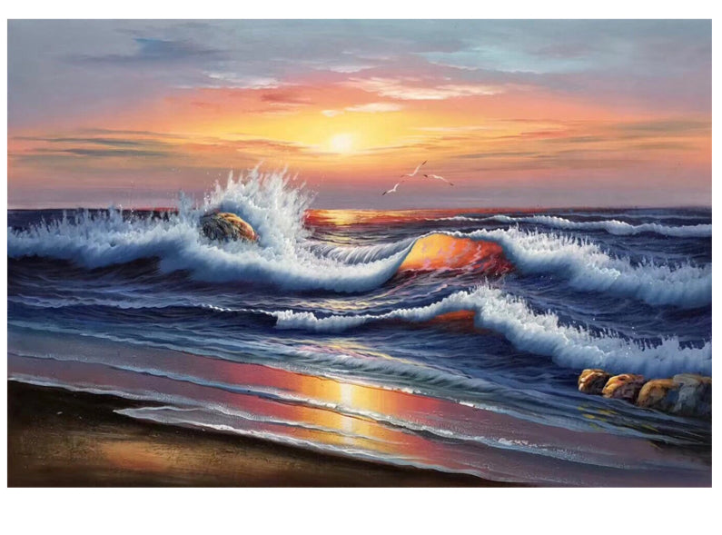 100% Hand Painted Realist Sea Wave Art Oil Painting On Canvas Wall Art Frameless Picture Decoration For Live Room Home Deco Gift
