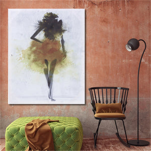 Fashion Yellow Girl Minimalist Abstract Art Canvas Oil Print Paintings Framed/Unframed - SallyHomey Life's Beautiful