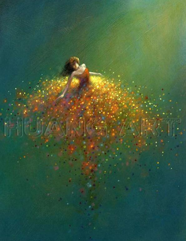 Hand Painted Modern Colorful Dancer Portrait Picture Handmade Figure Wall Artwork Decor Sexy Dancer Oil Painting Christmas Gift - SallyHomey Life's Beautiful