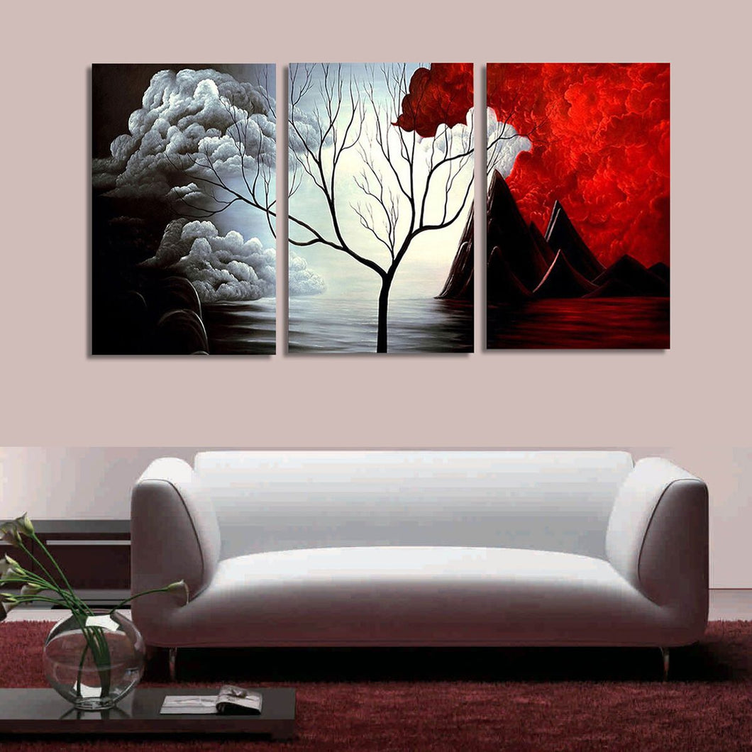 3 PCS Tree Modern Abstract Landscape Canvas Painting Print Picture Home Art No Frame - SallyHomey Life's Beautiful