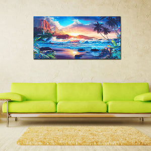 Home Decor Canvas Print Paintings Wall Art Modern Sunset Scenery Beach Tree Gift - SallyHomey Life's Beautiful