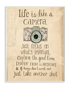 Stupell Home Decor Life Is Like A Camera Inspirational Art Wall Plaque, 10 x 0.5 x 15, Proudly Made in USA: Gateway - SallyHomey Life's Beautiful