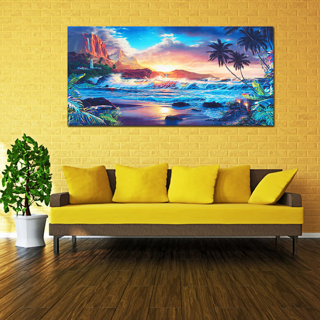 Home Decor Canvas Print Paintings Wall Art Modern Sunset Scenery Beach Tree Gift - SallyHomey Life's Beautiful