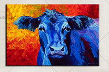 Load image into Gallery viewer, 100% Handpainted Modern Wall Art Pictures Blue Cow Pictures On Canvas Abstract Thick Oil Paintings For Wall Home Decorations