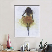 Load image into Gallery viewer, Fashion Yellow Girl Minimalist Abstract Art Canvas Oil Print Paintings Framed/Unframed - SallyHomey Life&#39;s Beautiful