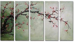 100% Hand Painted  Plum Blossom Original Flowers Modern Home Decor Oil Painting Artwork Silver White Painting Hand pained