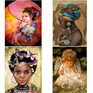 DIY 5D Diamond Painting Woman Cartoon Diamond Embroidery Cross Stitch Full Round Drill Mosaic Rhinestone Wall Art Home Decor