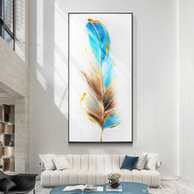 Load image into Gallery viewer, 100% Hand Painted Abstract Blue Feather Painting On Canvas Wall Art Frameless Picture Decoration For Live Room Home Decor Gift
